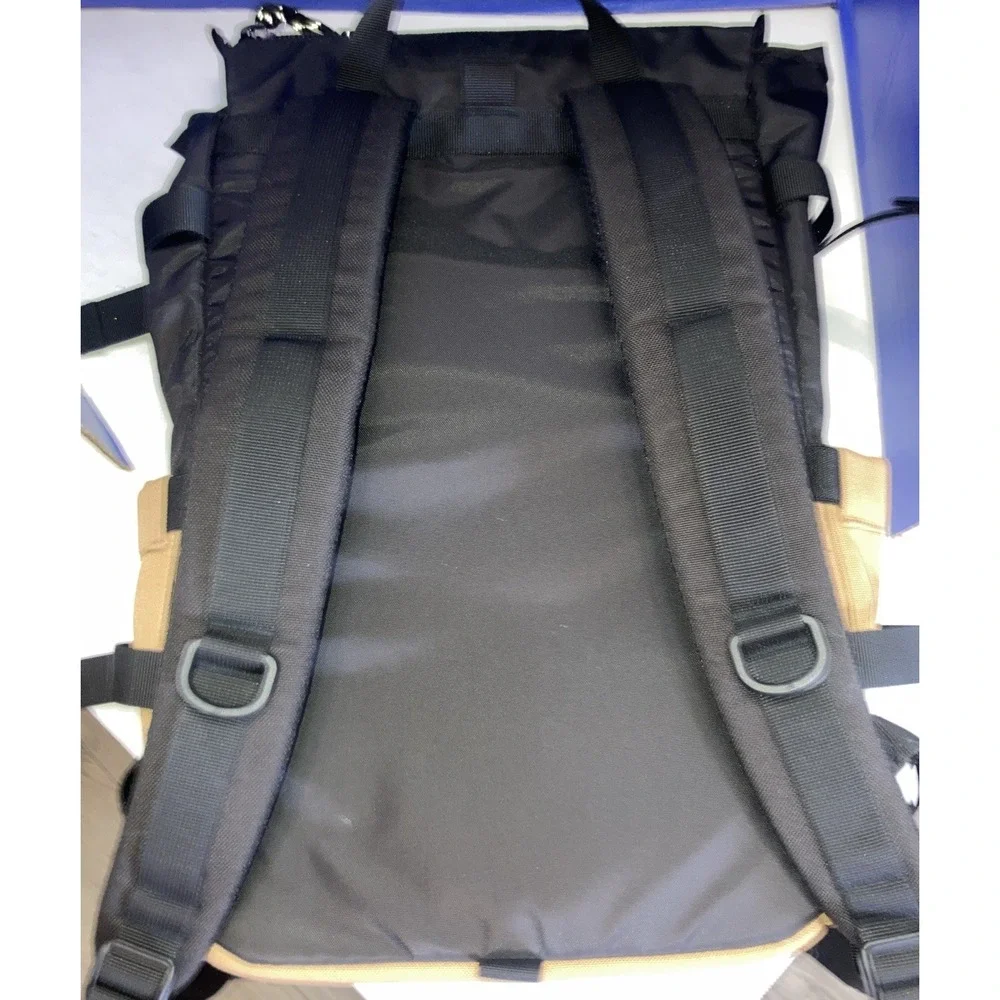 Topo Designs‎ Hiking Backpack Black Brown Canvas Padded Straps External Pockets